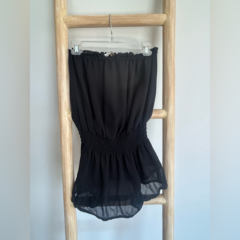 Ramy Brook Women’s Smocked Waist coverup romper Black Small